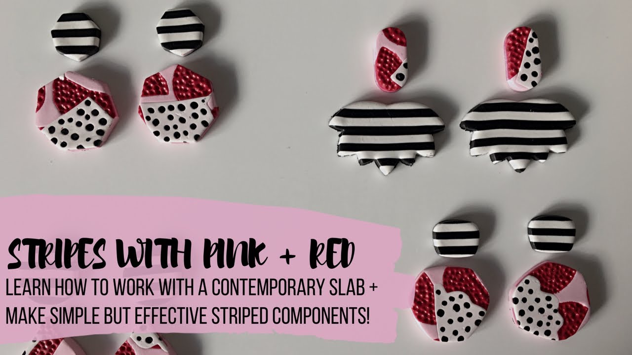 Crest stripes polymer clay earrings