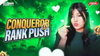 CONQUEROR RANK PUSH🔥CHALLENGE FOR 10K🤭#bgmi #girlgamer #shortsfeed #shortslive #rankpush