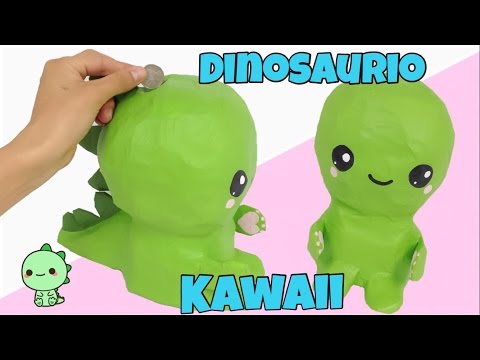 MANUALIDADES KAWAII\\como hacer una alcancía DINOSAURIO KAWAII , YouTube
