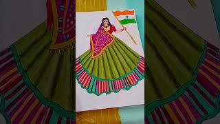Flag drawing with hoisting by girls # shorts # ytshorts # viral shorts 🧡🤍💚🇮🇳🙏