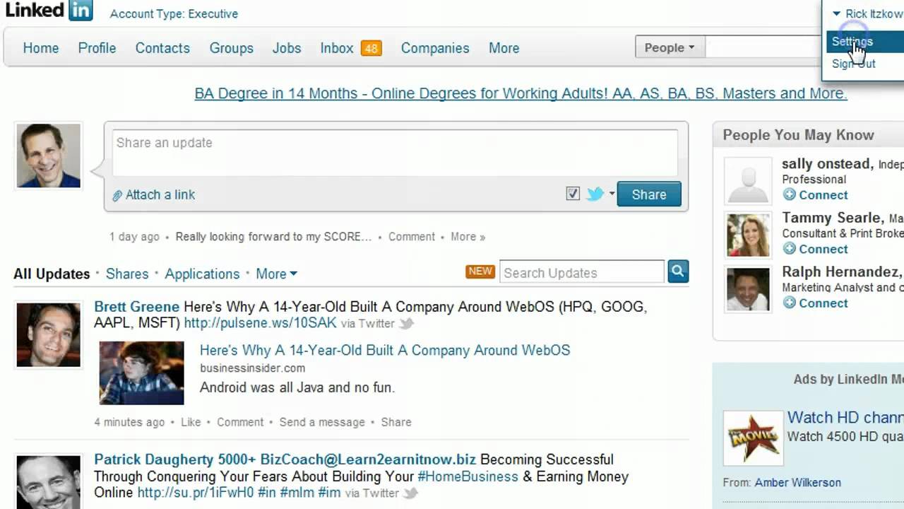 How to hide your LinkedIn activity feed - YouTube