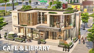 Luxury Modern Coffee Shop & Library | Sims 4 Speed Build & Tour | NO CC