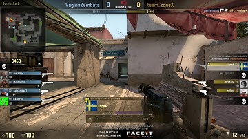 T side Ace Usp s 1v4 all headshots - Faceit - zoneX^