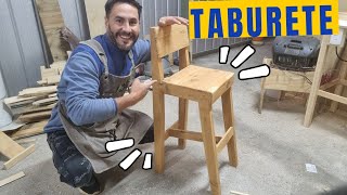 proceso de confección de TABURETE  con respaldo y patas angulares