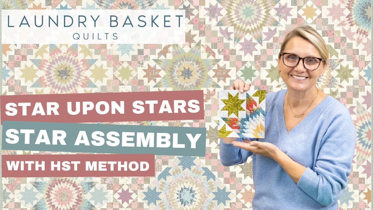 Лоскутное одеяло «Звезды на звездах» — выполнено в технике половинного квадратного треугольника —...