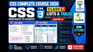 CSS Complete Course 2026 | Class 7 | CSS Lists & Tables Styling | Chapter 14 | Urdu/Hindi
