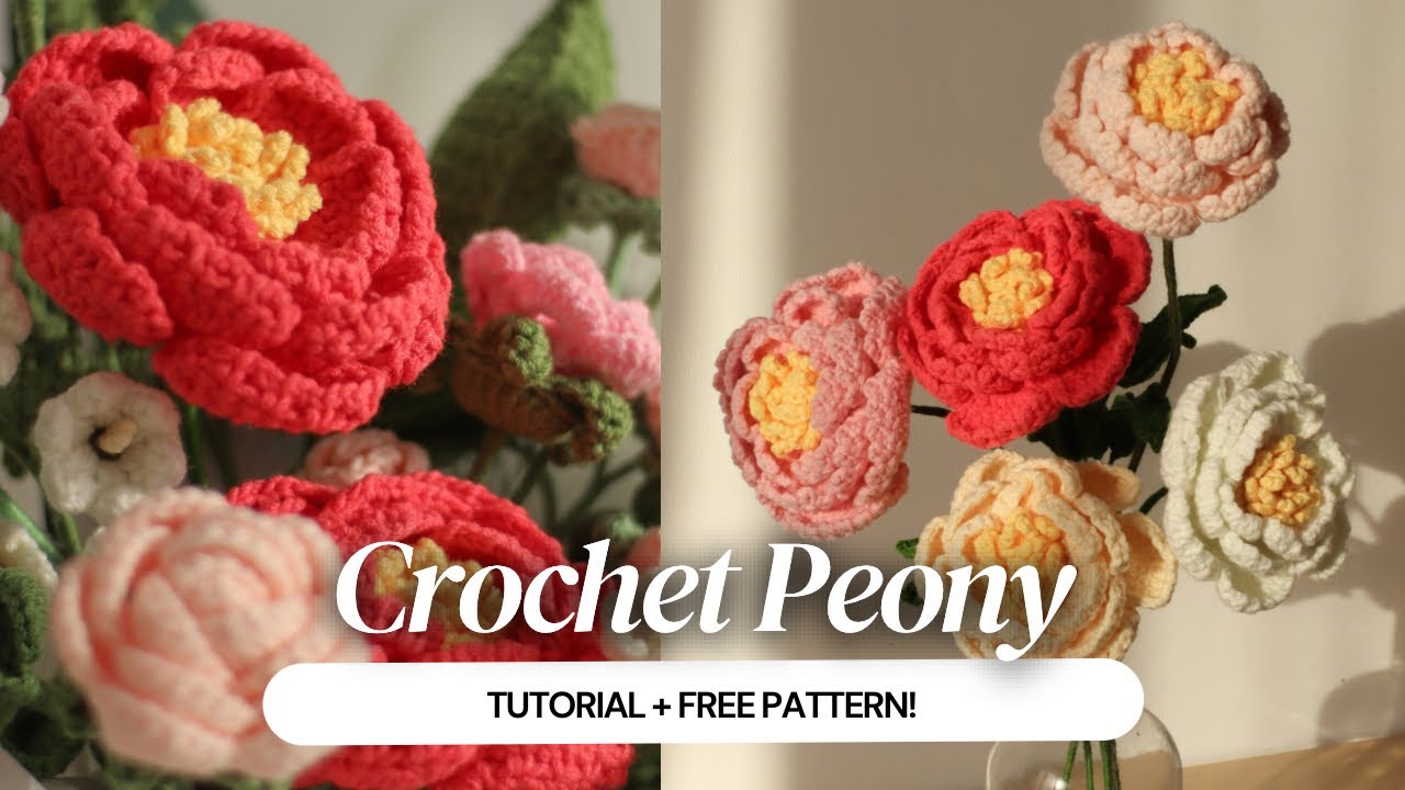 🌸 How to Crochet a Beautiful Peony | Step by Step Detailed Tutorial