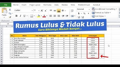 Cara Membuat Rumus Lulus dan Tidak Lulus di Excel Otomatis
