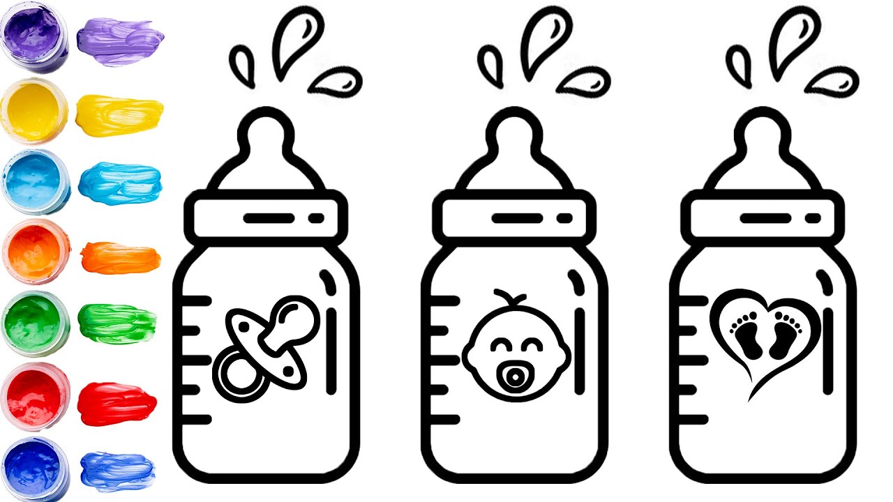 Cute baby milk Bottle Drawing Painting For Kids 🍼🍼 Surprising Baby Bottle Drawing Techniques