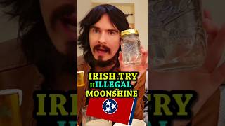 Irish People Try H'ILLEGAL' Tennessee Moonshine ((184% Proof)) @LeatherJacketGuy #shorts