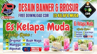 Desain Banner & Brosur Es Kelapa Muda Kekinian | Gratis File CDR Siap Edit!