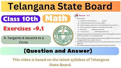 Class 10th maths Chapter 9 Tangents and Secants to a Circle , exercise 9.1 solution.Telangana board.