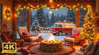 Snowfall Christmas Ambience 🎄❄️ Cozy Fireplace & Relaxing Christmas Music 🎅 Warm Winter Comfort