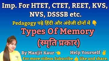 Type of Memory (स्मृति के प्रकार) STM, LTM By Manjit Kaur