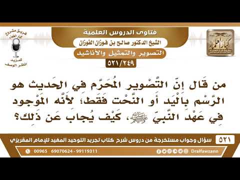 [249 -521] ما الجواب على من قال إن التصوير المحرم في الحديث هو الرسم باليد أو النحت فقط؟