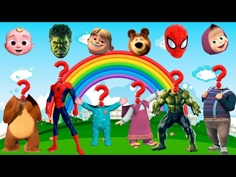wrong heads, match the heads Masha and the Bear, cocomelon, Rafadan Tayfa, Spiderman, Hulk