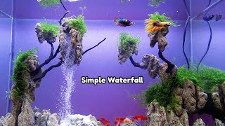 SAND WATERFALL AQUARIUM - Simple Aquascape Waterfall Setup Step By Step Tutorial