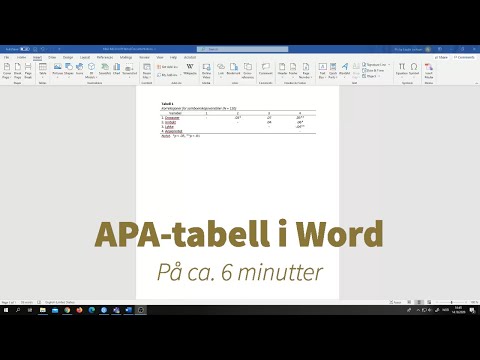 APA-tabell i Word på ca 6 minutter