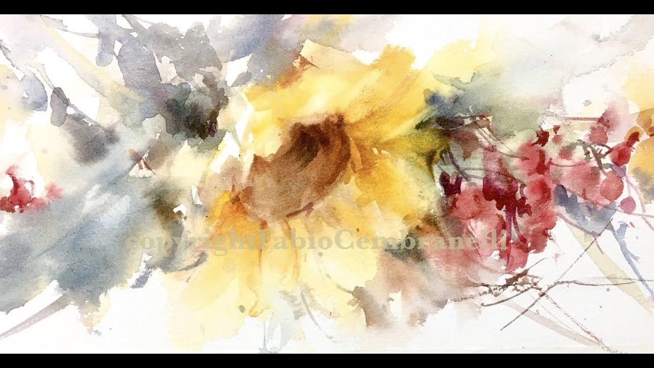 Watercolor/Aquarela - Demo Sunflower and Berries