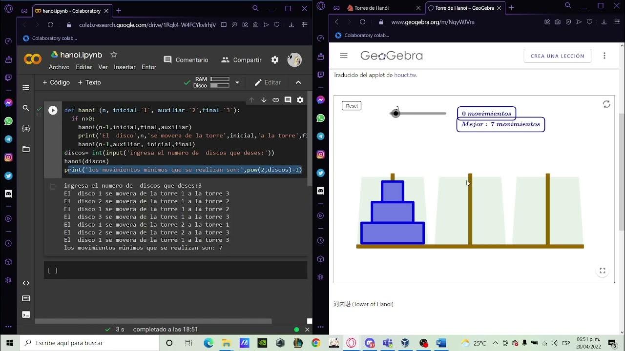 Programa de las Torres de Hanoi en python - YouTube