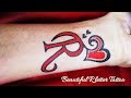 Beautiful R Letter Tattoo with love Heart