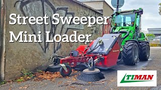 Avant Mini Loader working with a Street Sweeper unit from Timan | Tornado 400 Suction unit