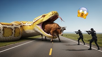 Brave heroes fight giant python to save an autistic cow 🐉🐂