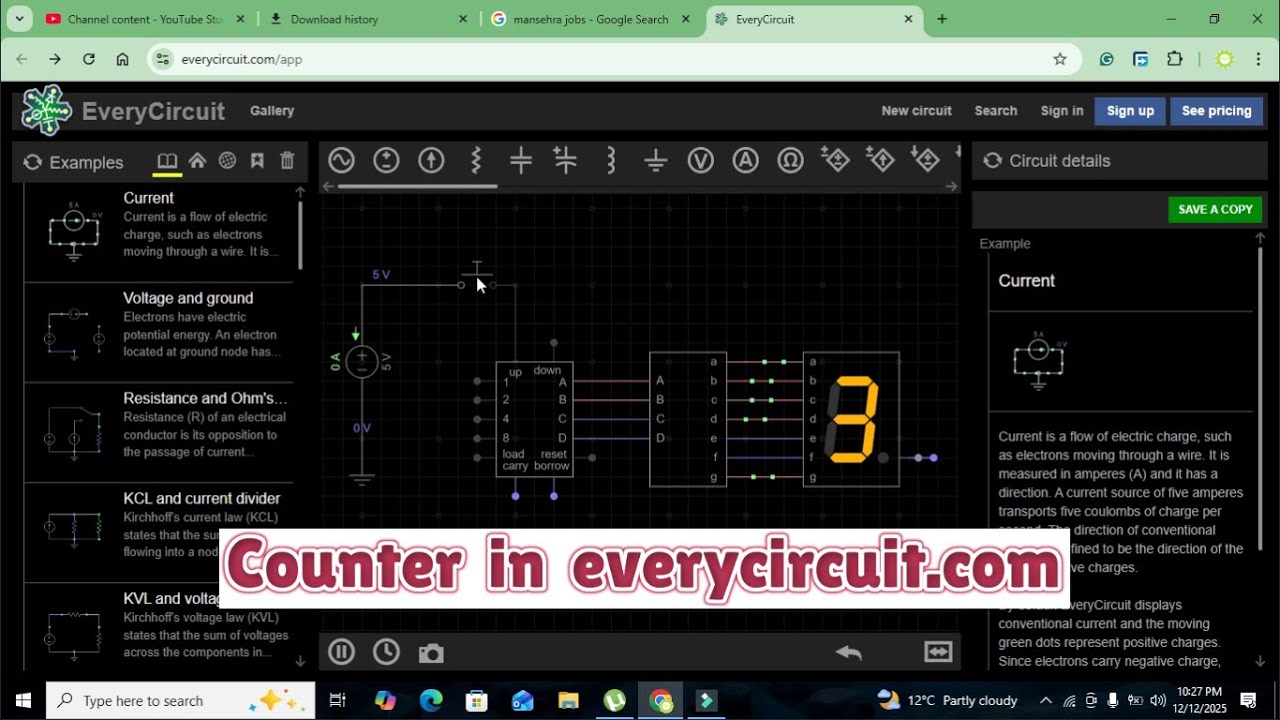How to make a counter in every circuit.com online simulator - YouTube