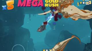 Mega Gold Rush on a bull sharks(gets 1000+ coins) |hungry shark world screenshot 4