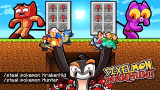 Manhunt PIXELMON but I Cheat to STEAL POKEMON! (1 Speedrunner vs 4 Hunters)