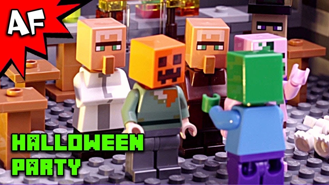 Lego Minecraft Zombie's Halloween Party - YouTube