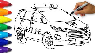 How to Draw a Police Car, Step by Step Coloring Page
