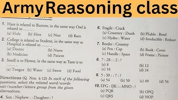 Army Reasoning  Paper Question 2022 ! reasoning questions #armygdexam #reasoning #reasoningtricks