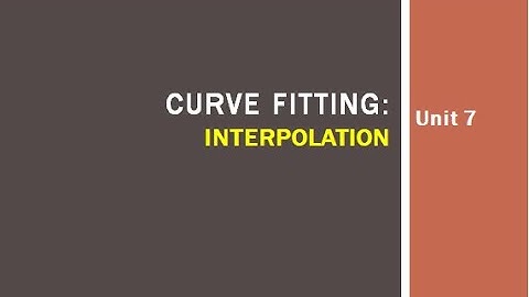 Numerical Methods and Analysis | Curve Fitting | Interpolation