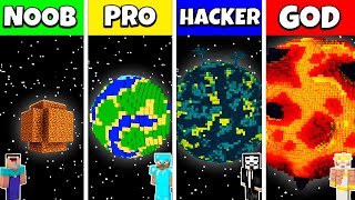 Minecraft Battle: NOOB vs PRO vs HACKER vs GOD: INSIDE PLANET HOUSE BASE BUILD CHALLENGE / Animation