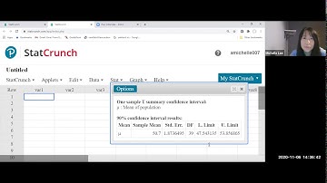 StatCrunch: Confidence Interval for the population mean with summary(without data)