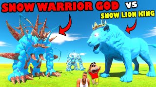 SNOW WARRIOR GOD vs SNOW LION KING and ICE INDOMINUS REX SHINCHAN & CHOP in ANIMAL REVOLT BATTLE