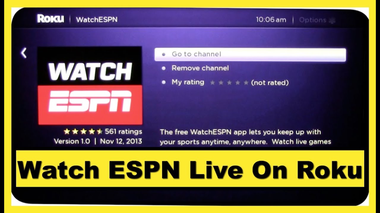 Watch ESPN Live On Roku YouTube