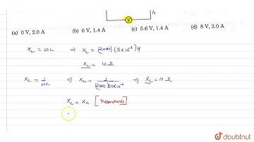 In the circuit shown in figureure the AC source gives a voltage V=20cos(2000t). Neglecting sourc...