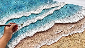 Easy Way to Paint  Abstract Textured Sea Waves Painting: Acrylic Painting for Beginners Ocean Waves