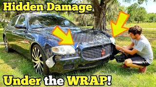 Finding the Hail Damage DISASTER Hidden Under the Wrap of my Cheap Salvage Maserati!