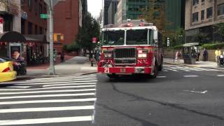 FDNY ENGINE 21 RESPONDING ON 2ND AVENUE IN THE MURRAY HILL AREA OF MANHATTAN IN NEW YORK CITY.