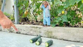 Bibi called Dad for help when something went wrong while harvesting squash!