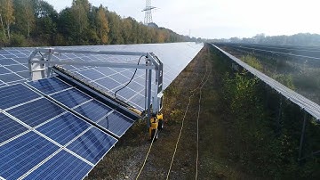 SolarCleano B1 autonomous solar panel cleaning robot - wet cleaning in Belgium - 4K