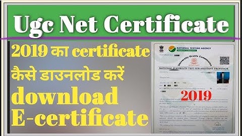 UGC NET E-certificate 2019 download
