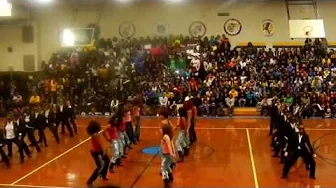 LHS POMS dance to Run the World Beyonce at Laurel High School's Pep Rally