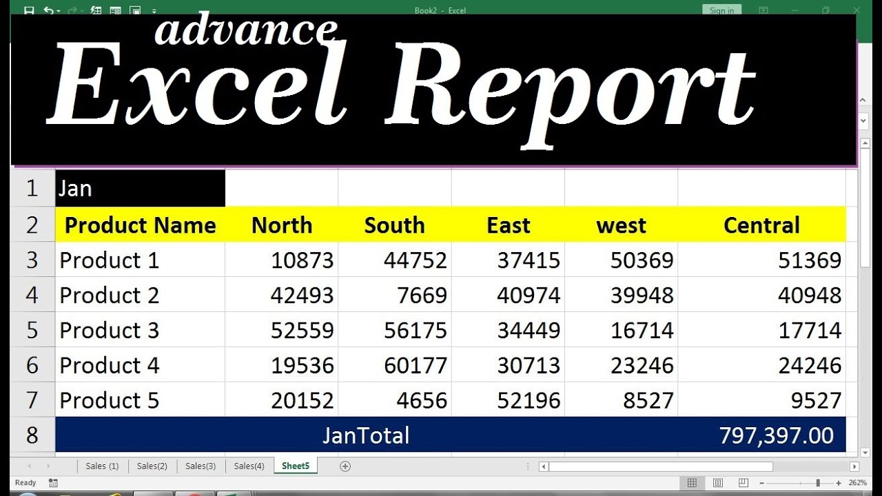 the report in excel