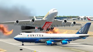 Terrible Accident,  A380 Crashes Into B747 During Takeoff In Runway [XP11]