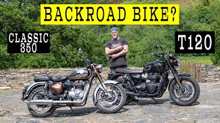 Best for the Backroads? Triumph Bonneville T120 vs Royal Enfield Classic 350. You May Be Surprised!