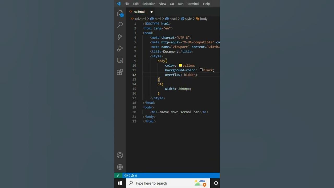 How to remove Horizontal Scroll Bar in HTML 🔥🔥 with only one line of
